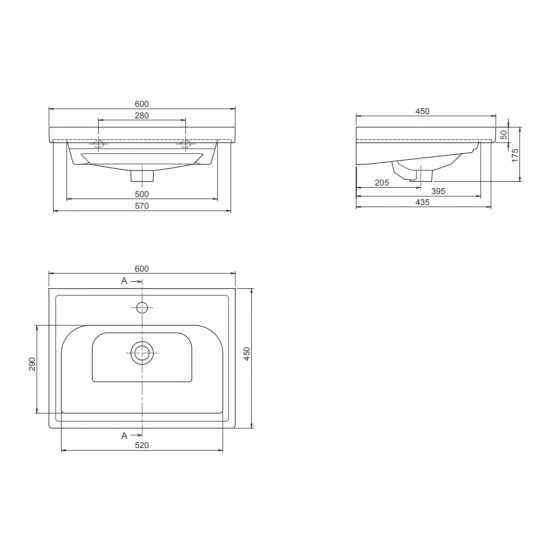 Επικαθήμενος Νιπτήρας Πορσελάνης 60x45cm Cerastyle Frame 031000-u Λευκό